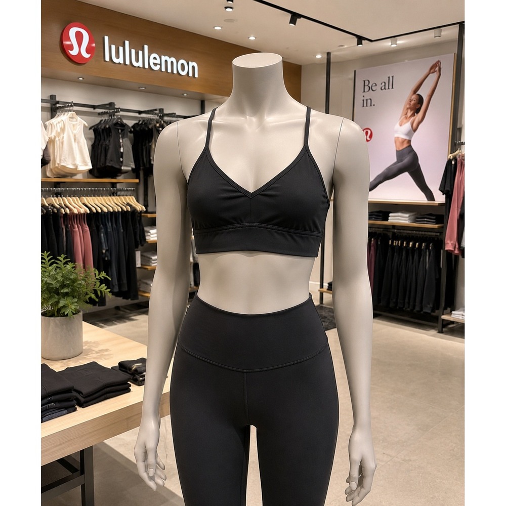 Lululemon Black Strappy Sports Bra Size 6 | Minimalist Y2K Athleisure Crop Top